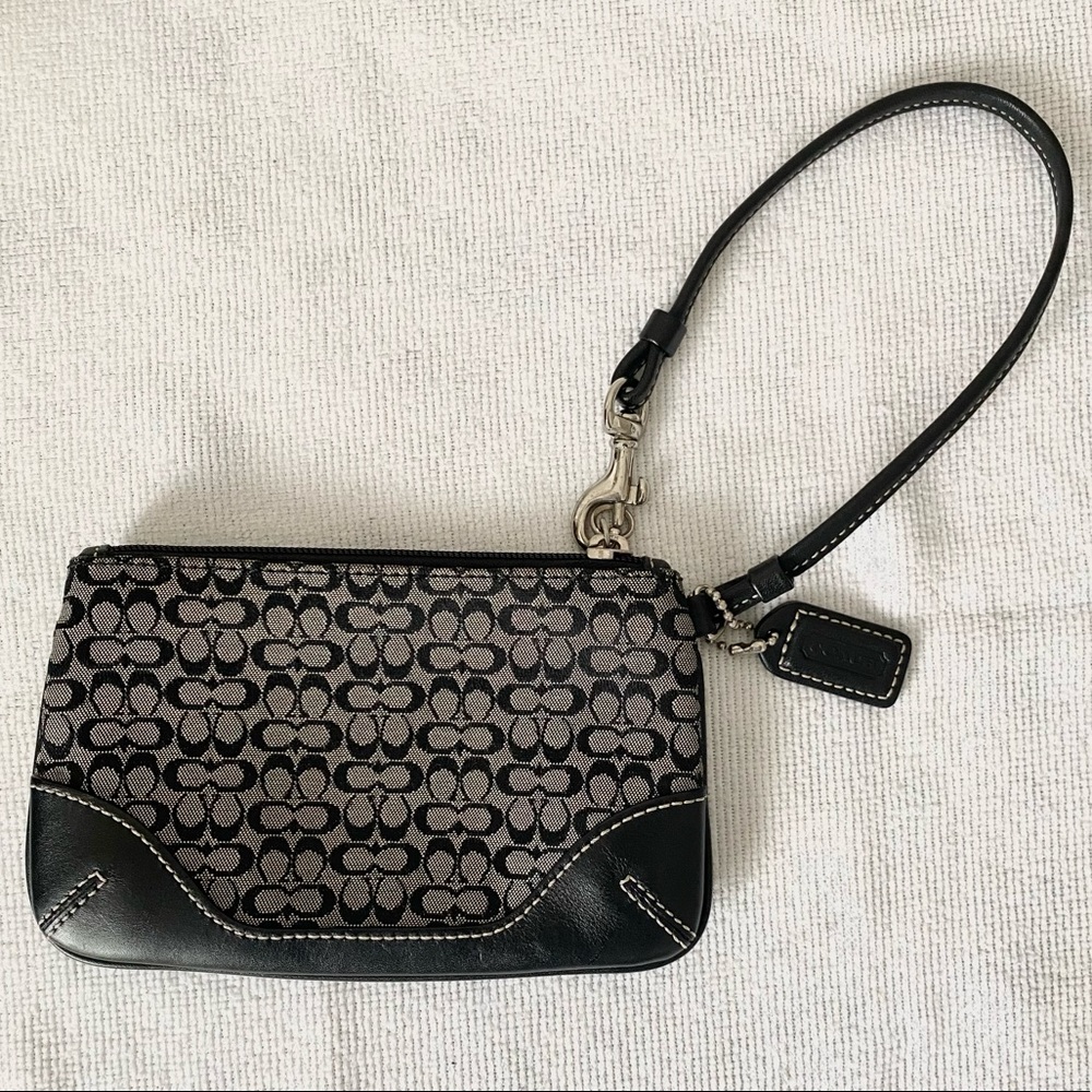 Black Coach Emblem Wristlet